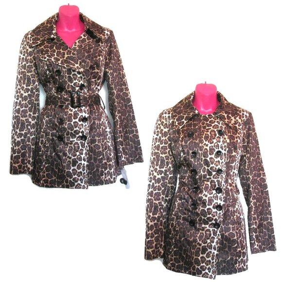 NEW nwt ny&co leopard coat satin trench size medium - Picture 1 of 7